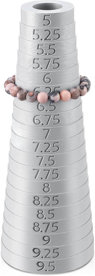 HappyAlley Professional Bracelet Sizer Mandrel, 3D Printed Plastic Bracelet Measuring Tool with 5-9.5" Markings, Essential for Jewelry Makers, Retailers, DIY Crafters at Home(Standard,Grey)
