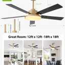 52 Inch Gold Ceiling Fans with Lights and Remote/APP, Modern Sleek Black and Gold Ceiling Fan, ETL Listed, Indoor Outdoor Smart Black Ceiling Fan for Bedroom Living Room Patio, 3CCT, 6 Speeds