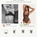 FeelinGirl Shapewear Bodysuits for Women Tummy Control Body Suits Deep V Neck Thong Body Shaper (Brown, XS)