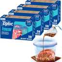 Ziploc Quart Food Storage Freezer Bags, 152ct Total, Stand-Up Bottom, Easy to Fill, 38 Count, 4 Pack
