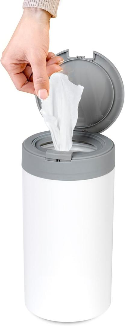 Disinfecting Wipes Dispenser - Push Button Decorative Holder for Standard Cleaning Wipes Container, Use in Kitchen Countertop, Bathroom, Classroom (White)
