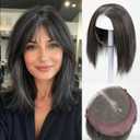 Lace Front Hair Toppers with Band for Women 5.5x4 Pre-cut Closed Lace Hairline Synthetic Straight Hair Wear and Go Glueless Toppers for Beginners Pepper Grey