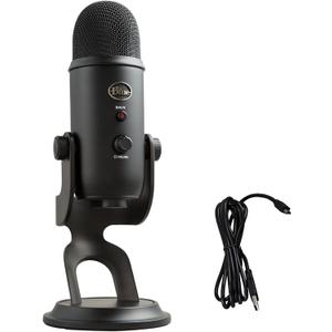 Logitech Creators Blue Yeti USB Microphone for PC, Mac, Gaming, Recording, Streaming, Podcasting, Studio and Computer Condenser Mic with Blue VO!CE effects, 4 Pickup Patterns, Plug and Play - Blackout