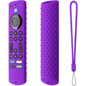 6.2 Inch Silicone Remote case for 2023 Fire TV Stick 4K Max 2nd/Fir TV Omni Series/FireTV 4-Series Remote,Toshiba/Insignia FirTV Remote Cover with Lanyard(Purple)