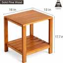 Outdoor Side Tables for Patio, Small End Table Living Room Accent Coffee Table 2-Tier Storage Solid Wood for Porch, Pool, Balcony & Backyard Weather-Resistant Outside Adirondack Table