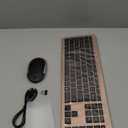 seenda Rechargeable Wireless Keyboard Mouse Combo Full Size Cordless Keyboard & Mouse Sets with Build-in Lithium Battery Ultra Thin Quiet Keyboard Mice (Rose Gold & Black)
