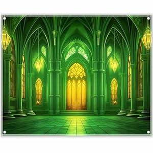 Polyester 10x8ft Green Castle Backdrop Fairytale Movie Photography Background Wonderland Birthday Kids Party Decorations Photo Booth Props
