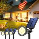 Solar Lights Outdoor Waterproof IP65,3000K Super Bright LED,2 Lighting Modes, Solar Powered Yard Garden Solar Spot Lights for Flag Landscape Auto On/Off-4 Pack