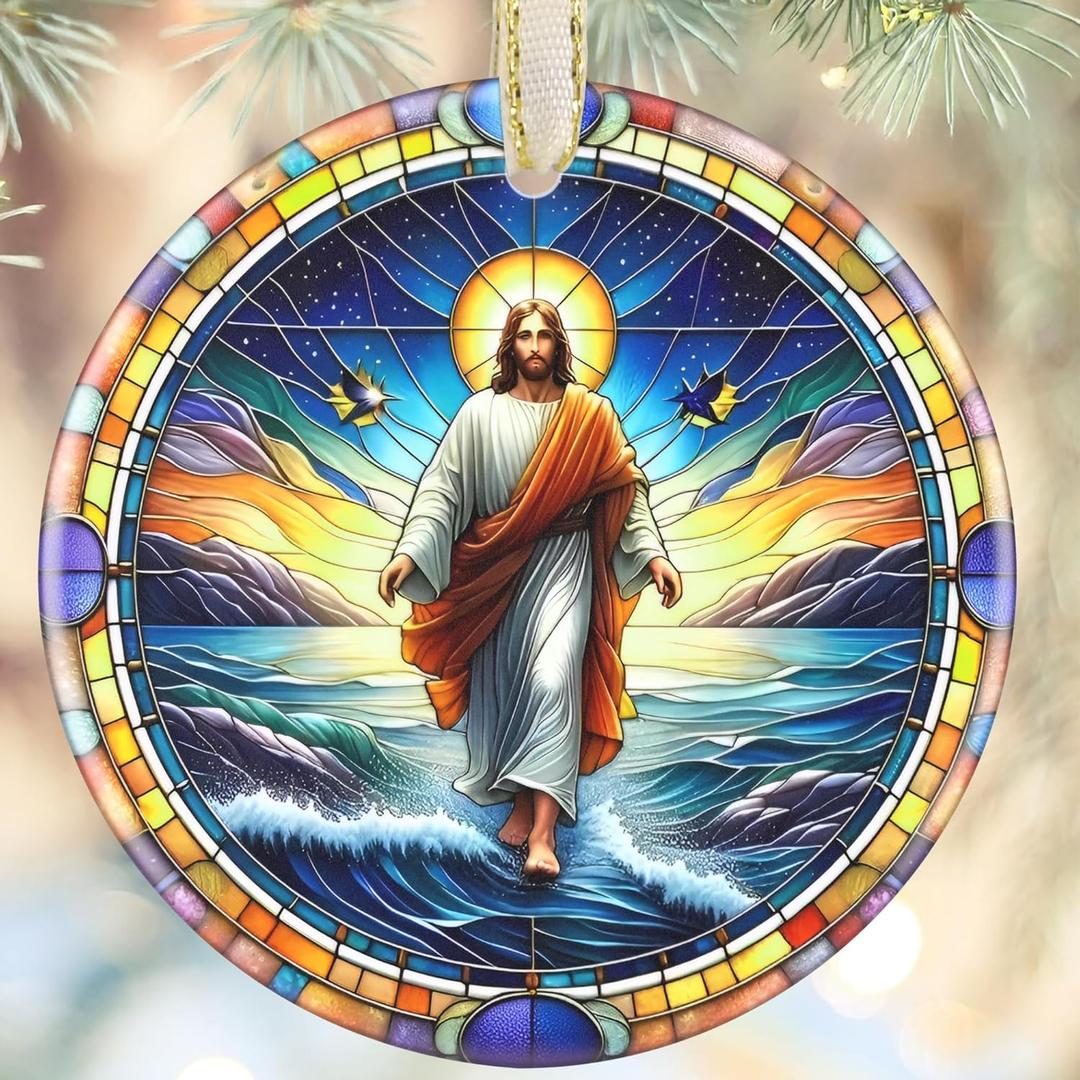 Nativity Jesus Ornament, 3.5 Inch Ceramic - Christmas Tree Ornament, Religious Gift for Family & Friends, Perfect for Nativity Party