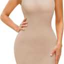 Shapewear Slips for Under Dresses, Full Slip Dress for Women Tummy Control Body Shaper Seamless Shaping Dress (Beige, L)
