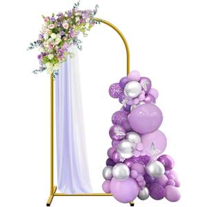 6 ft Arch Backdrop Stand, Wedding Arch Frame, Stable Metal Background Stand with Square Base Ground Nails, for Birthday Party Baby Shower Garland Decoration, Gold