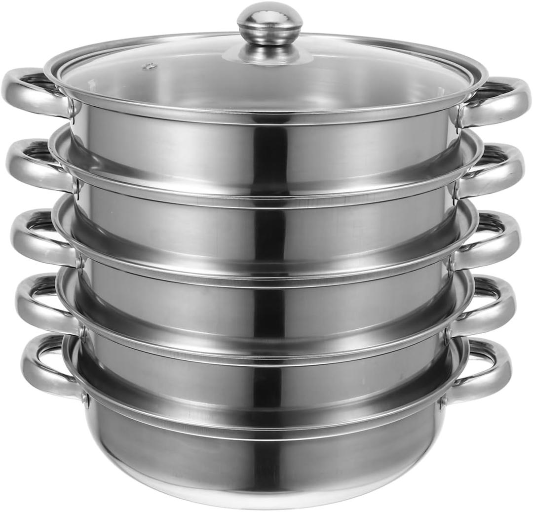 YARNOW 5-Tier Stainless Steel Steamer Pot - Multipurpose Food Steamer, Dishwasher Safe - 28cm