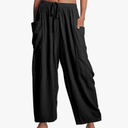Flygo Women's Wide Leg Pants Summer Casual Loose Fit Beach Palazzo Harem Pants with Pockets, SIZE L