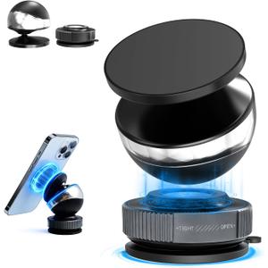 Magnetic Phone Holder for Car with 360 Adjustable Vacuum Spherical Design Phone Mount for Car Home Gym Office Compatible for iPhone 17 Pro Max 16 15 14 13 12 Air Plus and Android