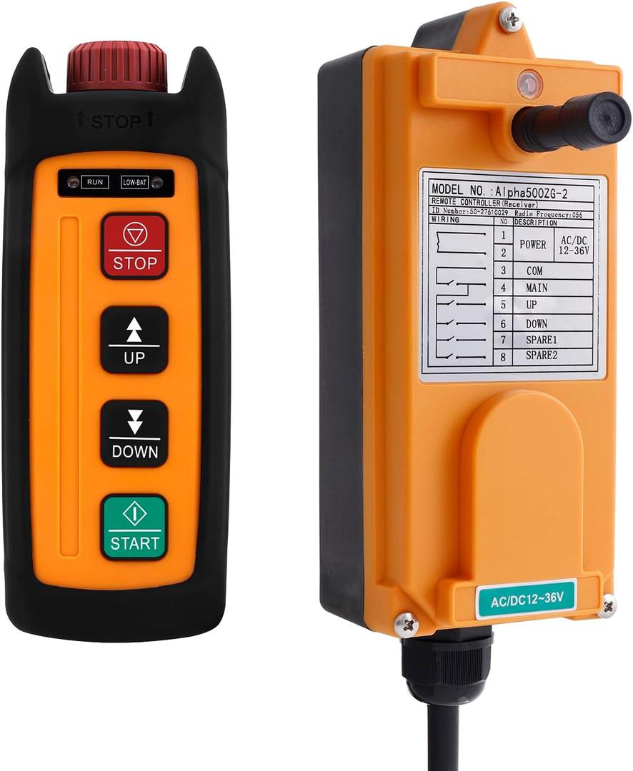 Wireless Electric Chain Hoist Overhead Crane Remote Control 2-Channel Mini 110V Industrial Winch Lift Radio Crane Controller Transmitter and Receiver