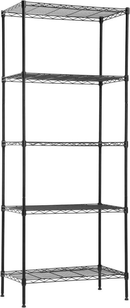 PayLessHere | 5-Tier Wire Shelf | 24"x14"x60" | Black | Adjustable Racks | Heavy-Duty Storage Shelves, Holds Upto 750 lbs | Rust-Resistant, No-Tool Assembly | for Home, Garage Shelving