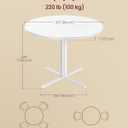 VASAGLE Dining Table, Small Round Kitchen Table for 4 People, 31.5 x 29.4 Inches, for Dining Room, Living Room, Farmhouse, Water-Resistant, Snow White UKDT082W01V1