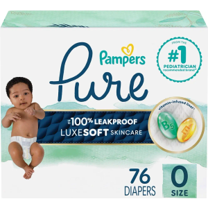 Pampers Pure Baby Diapers, Size 0 (10 lbs), 76