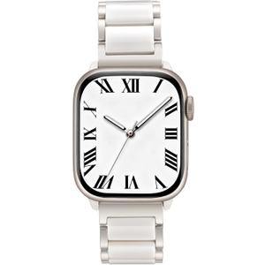 V.R.HOPE Apple Watch Band for Women 38mm 40mm 41mm 42mm Fashion Rose Gold Stainless Steel Metal Strap with Resin Inlay, Fashion Bracelet Compatible with iWatch Series 11 （Starlight+Starlight)