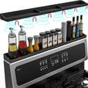 30 Inch Silicone Stove Top Shelf Magnetic for Kitchen Gadgets, Soft Flexible Strong Magnetic Heat Resistant Spice Rack Kitchen Organizer for Over Stove (Black)
