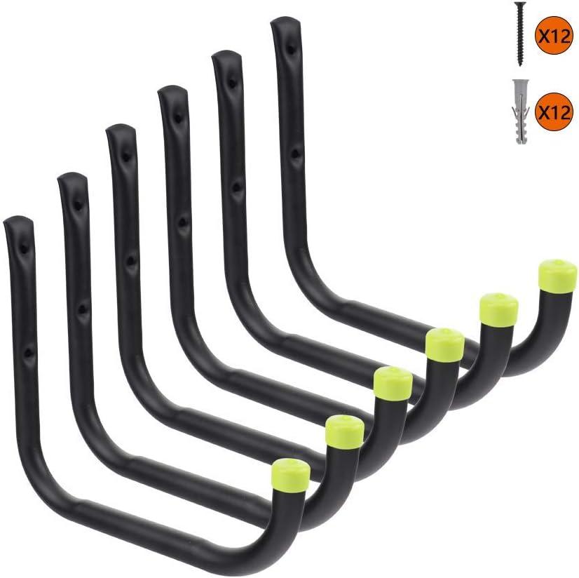 Garage Organization Hooks Heavy Duty Garage Storage Utility Wall Hooks Garden Tool Wall Hanger for Ladder Bike Shelf Hose Power Tool 6 Pack