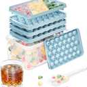 Optish 3 Pack Ice Trays for Freezer, 99 PCS Ice Cube Tray with Lid and Bin, Round Ice Cube Mold, Circle Ice Maker for Chilling Drinks (0.8 inch, Blue)