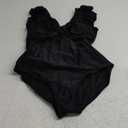 B2prity Women's One Piece Swimsuit Ruffle Slimming Tummy Control Bathing Suit Criss Cross High Waist 1 Piece Swimwear (Medium, Black)