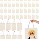 Lzerking Canvas Tote Bag Bulk 50 Pack 13x15 Inches Medium Sublimation Tote Bags, 10oz Lightweight Reusable Grocery Shopping Cloth Bags for Office, Market, Gift