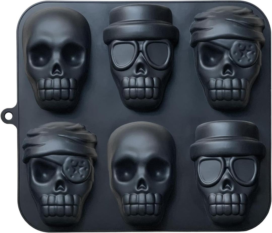 JETKONG Skull Cake Pan Silicone Skulls Cakelet Mold Skull Pirate Cake Tin Baking Pan (Black)