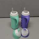 Tabor Place Set of 2 - Glass Sippy Cup for Toddlers - The Luca | Mint Green & Indigo Purple | Spill-Proof | Silicone Straw | 8 oz | Liquids Never Touch Plastic | Removable Handles