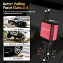 Retractable Car Charger with 31-Inch Cables 4 in 1 Fast Car Charger USB C Car Adapter with Starry Sky Light for iPhone 17 16 15 14 Car Accessories Gifts for Men Women Drivers (RED)