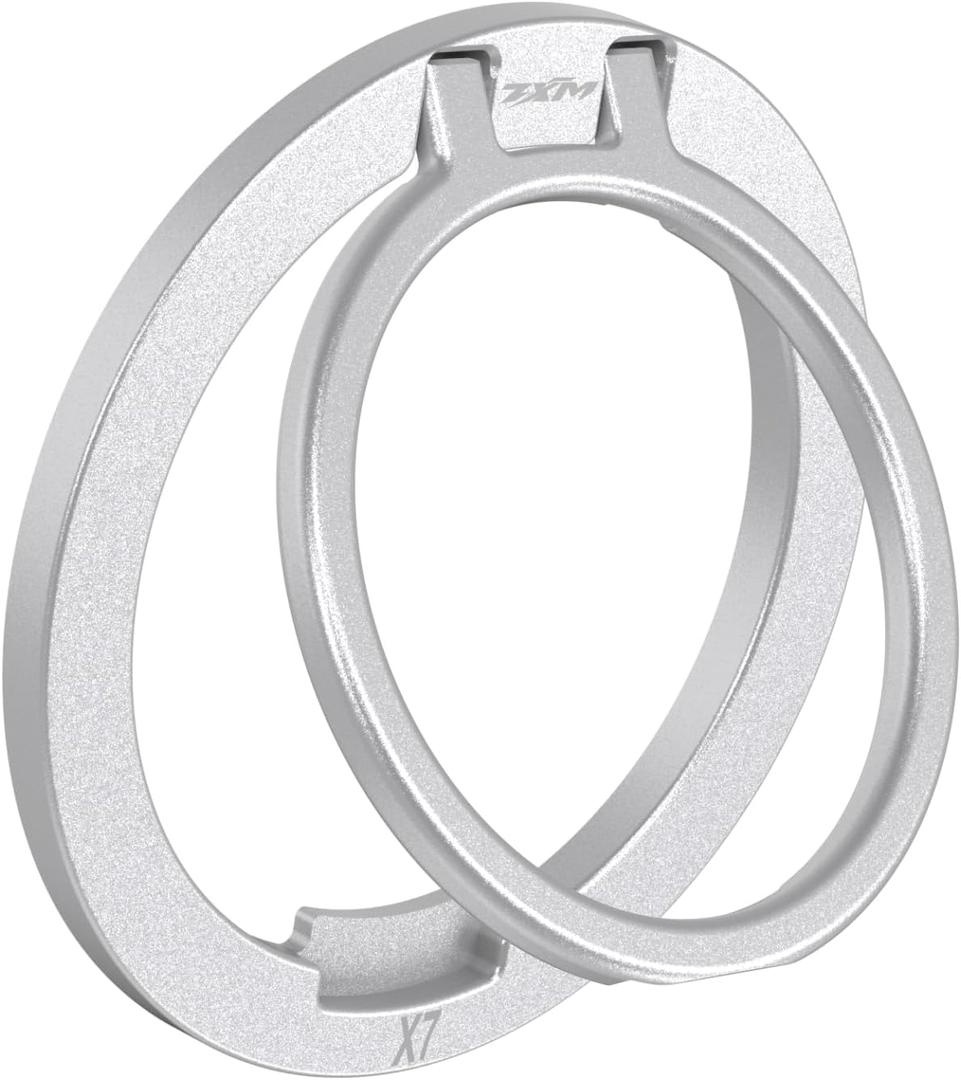 ZXM Magnetic Phone Grip for Magesafe,X7 for Magsafe Ring Stand,Magnetic Cellphone Ring Holder with Kickstand for iPhone 16 Pro Max Plus iPhone 15 14 13 &Huawei,Samsung(Silver)