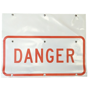 24" x 12" Superbright Cone Bar Roll-Up Sign, Danger (White)