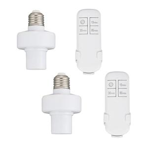 Remote Control Light Socket,Wireless Light Switch Kit with Timer,E26/E27 Bulb Base Holder,No Wiring Wall Mounted Controller Switch for Basement,Garage,Stairwell Light Remote (2 Pack)