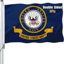 US Navy Emblem Flag Double Sided 3x5 Outdoor- US Navy Military Flag, Heavy Duty Durable Polyester, UV Fade Resistant, Outdoor Indoor Yard Porch Patriotic Banner with Brass Grommets