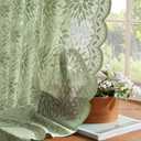MIULEE Vintage Lace Curtains 72 Inches Long 2 Panels, Spring Victorian Floral Scalloped Semi Sheer Window Curtains Light Filtering Rod Pocket Panels for Bedroom Living Room, 52" W x 72" L, Sage Green