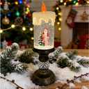 Christmas Snow Globe Candles, Battery & USB Powered, Glitter Christmas Flameless Candles with 8 Music, Home Party Nativity Night Decoration (Santa Claus, Multicolor)