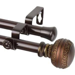 Rod Desyne Ornament Double Window Set Curtain Rod, 28"-48", Cocoa