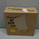 Ivandar Broom and Dustpan Set for Home, Broom and Dustpan Combo for Office, Long Handle Broom with Upright Standing Dust pan, Indoor & Outdoor Sweeping (Gray & Orange)