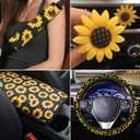 Sunflower Car Accessories Set 23pcs Car Sunflower Steering Wheel Cover,Seat Covers, Seat Belt Covers,Center Console Armrest Pad,Cup Holder Coaster,Keychain, Lanyard,Vent Decor