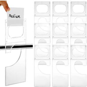 Kathfly 20 Pack Plastic Closet Dividers for Hanging Clothes Transparent Rectangle Rack Size Dividers, Organize Clothes