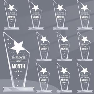 Roowest 10 Pcs Employee of The Month Plaque Trophy Employee Month Appreciation Award Gifts Bulk Coworker Acrylic Trophy Reward Sign Keepsake for Teacher Nurse Colleague Staff Volunteer Team Office