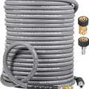 3/8" Pressure Washer Hose 100 FT 4500 PSI, Steel Braided Layer & NonMarking Rubber for Hot/Cold Water High Power Washer Replacement With 3/8 Inch Quick Connect & M22 Fitting, Industrial-grade