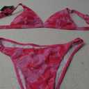 ZAFUL Women's 2 Piece Floral Print Swimsuit Triangle String High Cut Bikini Sets Bathing Suit(1-Rose red, S)