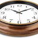 Bernhard Products Large Wall Clock 18" Quality Quartz Silent Non Ticking, Battery Operated for Home/Living Room/Over Fireplace, Beautiful Decorative Timeless Stylish Bronze XL Clocks, Easy to Read