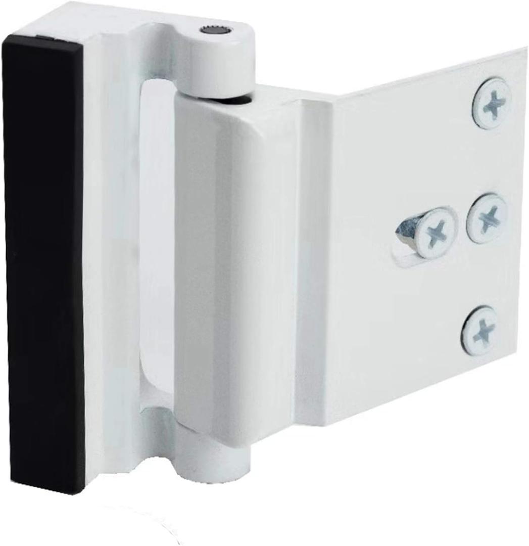 Door Reinforcement Lock with 4 Screws, Home Security Door Lock Stop for Toddler, Childproof Door Lock Night Lock Withstand 800 Lbs White