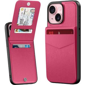 Bemal for iPhone 13 Mini Wallet Case, Built-in Card Holder, RFID Blocking, PU Leather Kickstand, Magnetic Closure, Durable Shockproof Phone Cover for Women and Men, Hot Pink