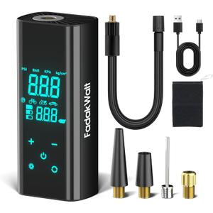 FADAKWALT Tire Inflator Portable Air Compressor, 150 PSI Cordless Air Pump with Digital Pressure Gauge, LED Light, Auto Shut-Off, for Car, Motorcycle, Bike, Ball  Not for Truck Tires