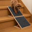 Cinnvoice Adjustable Dog Ramp, Foldable Wood Dog Ramp with Non-Slip Carpet Surface, for Small to Medium Dogs Cat Pet Ramps Step for Injured Older Pet(2 Packs,11.81 Inches/ 30 cm)