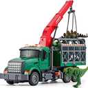 LerBao Large Dinosaur Transport Truck Toys for 3 4 5 6 7 8 Year Old Boys, Truck with Loading Crane,Lights and Sounds Vehicles Toy for Kids Childs Toddlers Christmas Birthday Gift